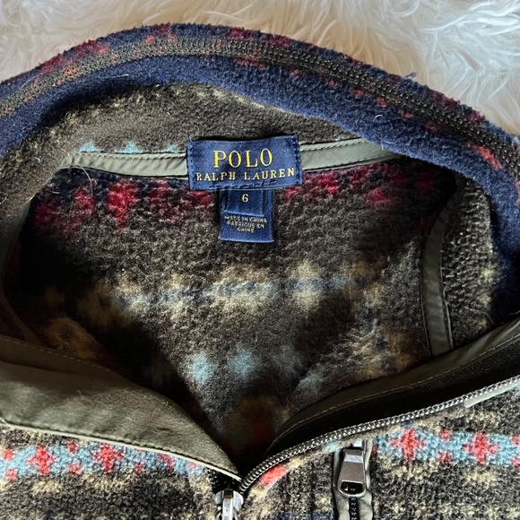 Polo Ralph Lauren Boys Size 6 Khaki Green Nordic Fair isle Fleece Jacket - Picture 3 of 3